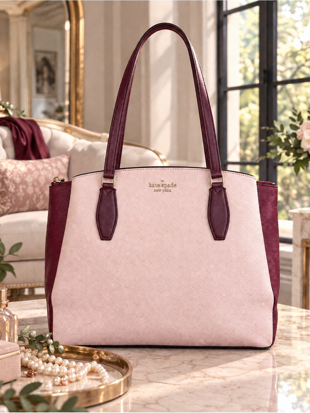 Kate Spade Monet Large Triple Compartment Tote – Rose Smoke Multi